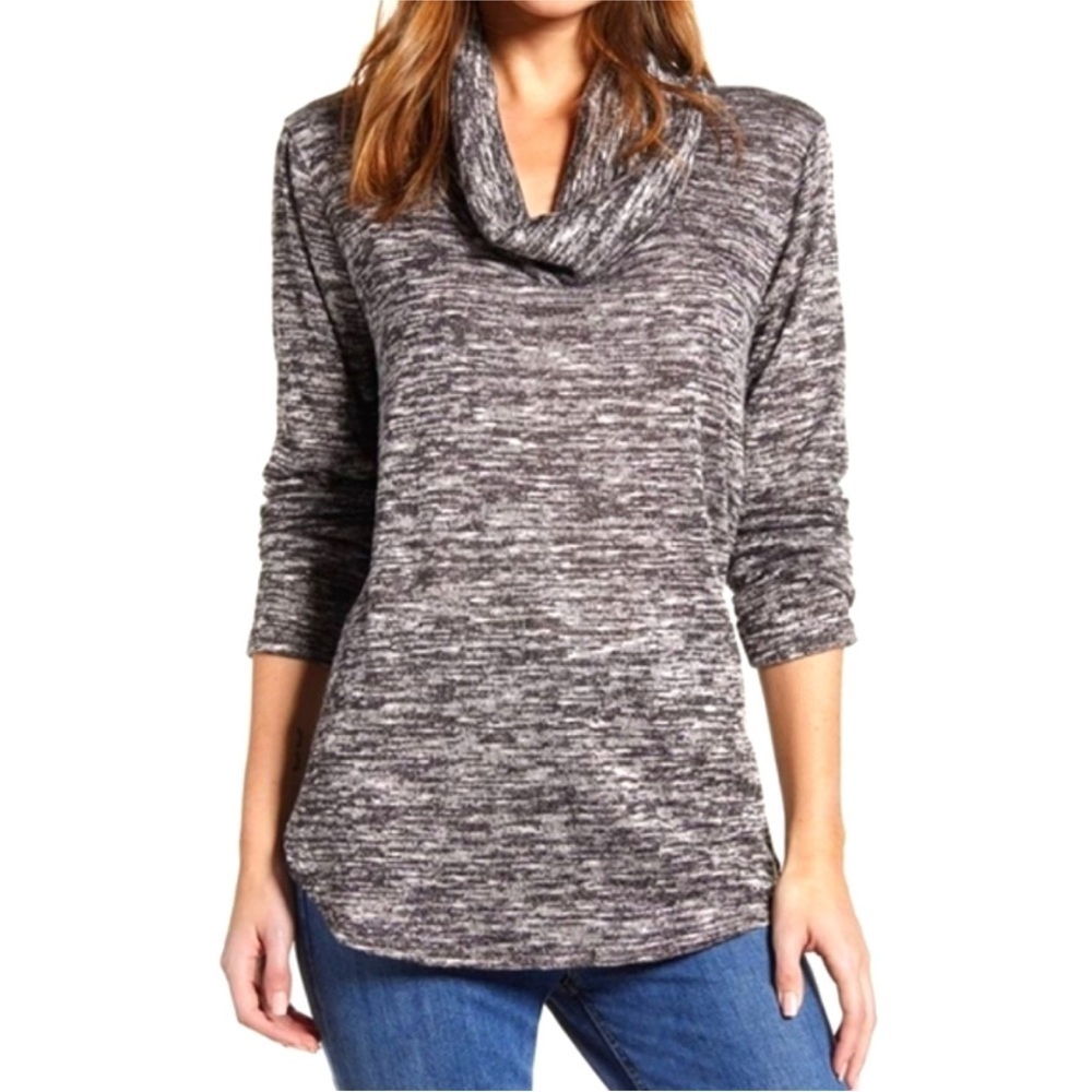 SOFT SURROUNDINGS Space Dyed Cowl Neck Waterfall Drape Sweater